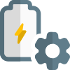 Battery setting with cog wheel logotype layout icon