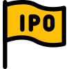 Flagship ipo of company waving in stock market icon