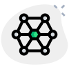 Atom structure with lattice holding each other icon