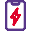 Smartphone on charging state with lighting bolt logotype icon