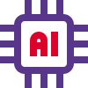 Microprocessor Technology with artificial intelligence isolated on a white background icon