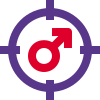 Male staff attention target under crosshair logotype icon