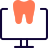 Computer to seek the help of dental surgery investigation and diagnosis icon