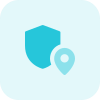 Location with shield logotype isolated on a white background icon