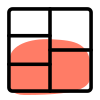 Right double row grid lines parting into sections icon