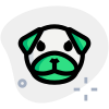 Pug dog pouting facial expression emoticon shared on messenger icon