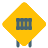 Railroad crossing warning to prevent accident sign board icon