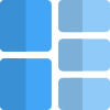 Square block split into several parts icon