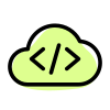 Programming on cloud application system isolated on a white background icon