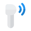 Wirelessly connecting earphone for communication and media experience icon