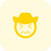 Confounded cowboy face expression with hat emoticons icon