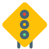 Sign board on a triangular shape lighting icon