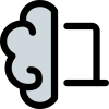 Laptop connected with a brain isolated on a white background icon