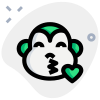 Monkey with big eyes emoji blowing kiss with heart icon
