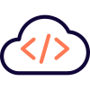 Programming on cloud application system isolated on a white background icon