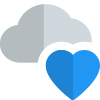 Favorite cloud location for storage with heart shape icon