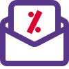 Mail earning pecentage earned in an envelope icon