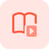 Digital book with a video playback isolated on a white background icon