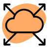 Cloud computing system with direction in all four corners icon