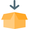 Down direction in open box opening instruction icon