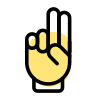 Two fingers up gesture isolated on a white background icon