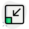 Minimize arrow symbol with shrink inward function icon