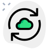 Syncing of files on cloud server isolated on a white background icon