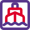 Ship logotype for seaport and logistics layout icon