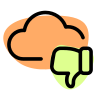 Bad sector in cloud network with thumbs down feedback icon