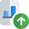 Improved sales bar chart uploaded on a company file server icon