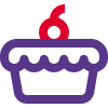 Pie with cherry on top of the cake icon