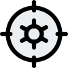 Setting button on target isolated on a white background icon