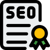 Seo certificate in concern of excellence and achievement icon