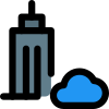 Modern office building with cloud connected internet service icon