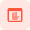 Landing page on web browser tool with a stop hand gesture icon