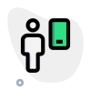 Employee using web messenger on a smartphone icon