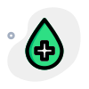 Blood bank with droplet and plus logotype layout icon