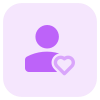 Favorite classic user profile picture with heart logotype icon