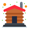 внешний-деревянный-дом-кемпинг-квартира-значки-плоские-плоские значки icon