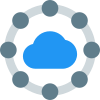 Nodes connected to secure online cloud network icon