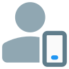 Classic user using web messenger on a smartphone icon