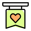 Heart shape on a tablet representing peace and love icon