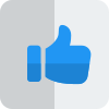 Thumbs up gesture in square, social media button. icon