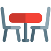 Restaurant table with chairs for two is vacated icon