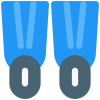 Swimming fins for swimmers and water sports icon