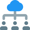 Online cloud organized team meeting isolated on a white background icon