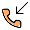 Call received logotype arrow sign on phone icon