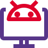 Computer connected Android software isolated on a white background icon