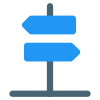 Signpost with a both direction left and right signaling icon