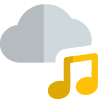 Music on cloud network isolated on white background icon